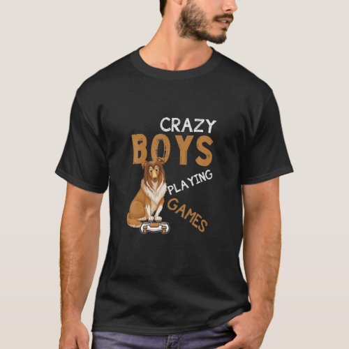Crazy Boys Playing Games Videogame Afghan Hound Do T_Shirt