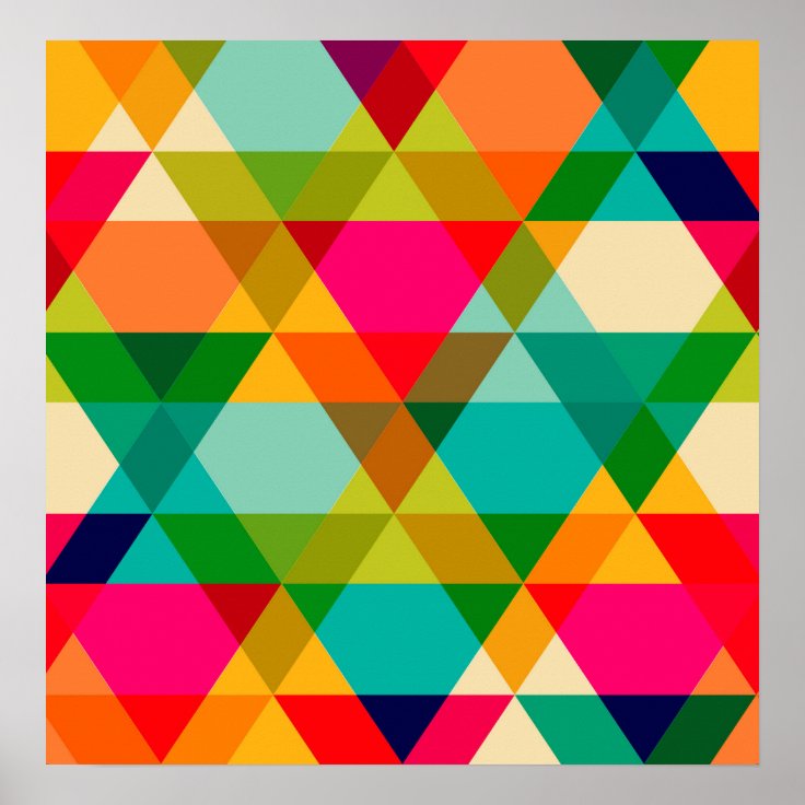 Crazy Bright Triangle Design Poster | Zazzle