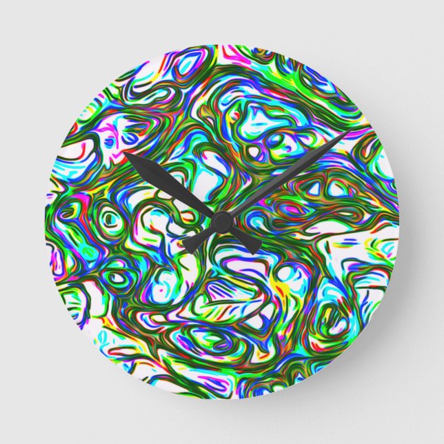 Crazy Brightly Colored  Round Clock (Front)