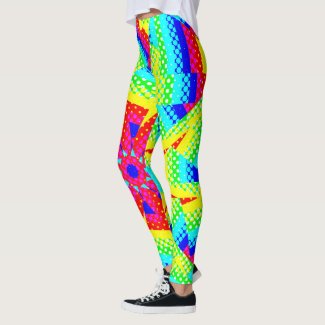 Crazy bubbles, circles, geometric ovals pattern leggings