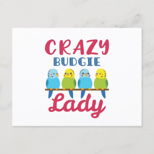 Crazy Budgie Lady Cute Funny Parakeet Owner Postcard