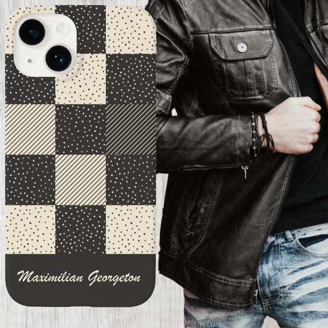 Crazy Buffalo Check in Cream and Charcoal Case-Mate iPhone Case (Crazy Buffalo Check in Cream and Charcoal Case-Mate iPhone Case by Leapfroglisics Shop)