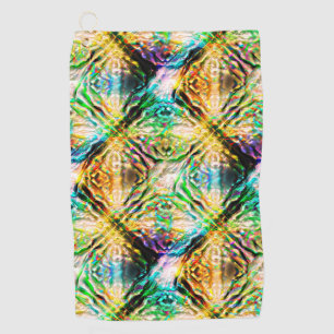 Crazy burnt colorful texture, abstract squares golf towel