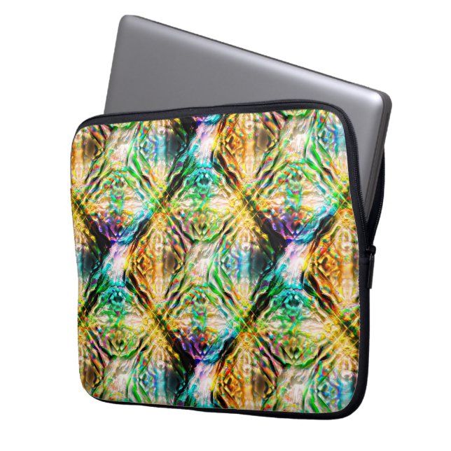 Crazy burnt colorful texture, abstract squares     laptop sleeve (Front Left)