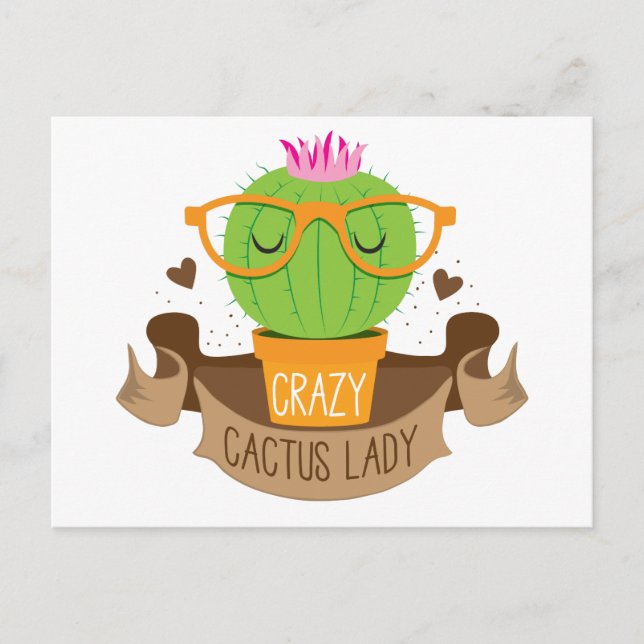 crazy cactus lady banner postcard (Front)