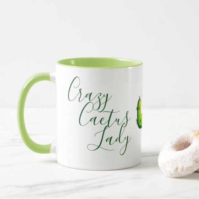 Crazy Cactus Lady Cute Cacti Mug (With Donut)