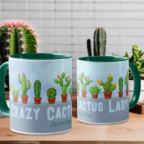 Crazy Cactus Lady Mug with Custom Name