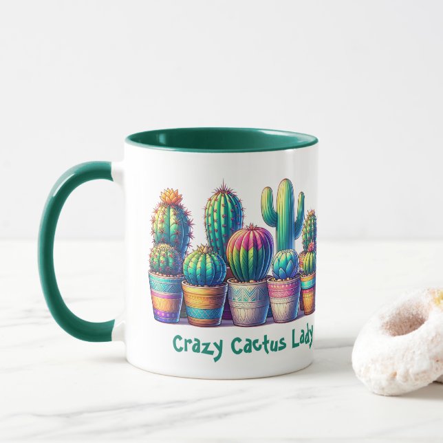Crazy Cactus Lady Name Mug (With Donut)