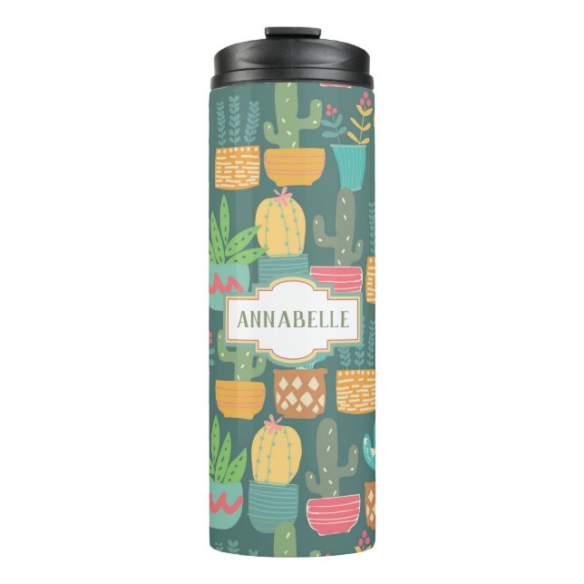 Crazy Cactus Personalize Thermal Tumbler (Front)
