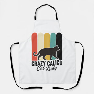Crazy Calico Cat Lady Vintage Retro Cat Design_1 Apron