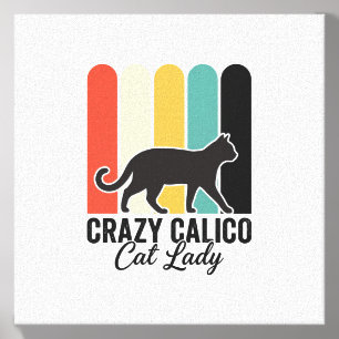 Crazy Calico Cat Lady Vintage Retro Cat Design_1 Canvas Photo Tile