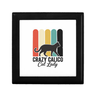 Crazy Calico Cat Lady Vintage Retro Cat Design_1 Gift Box