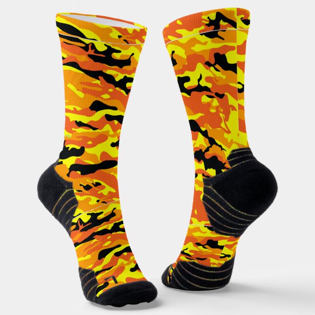 Crazy Camouflage Orange Socks (Angled)