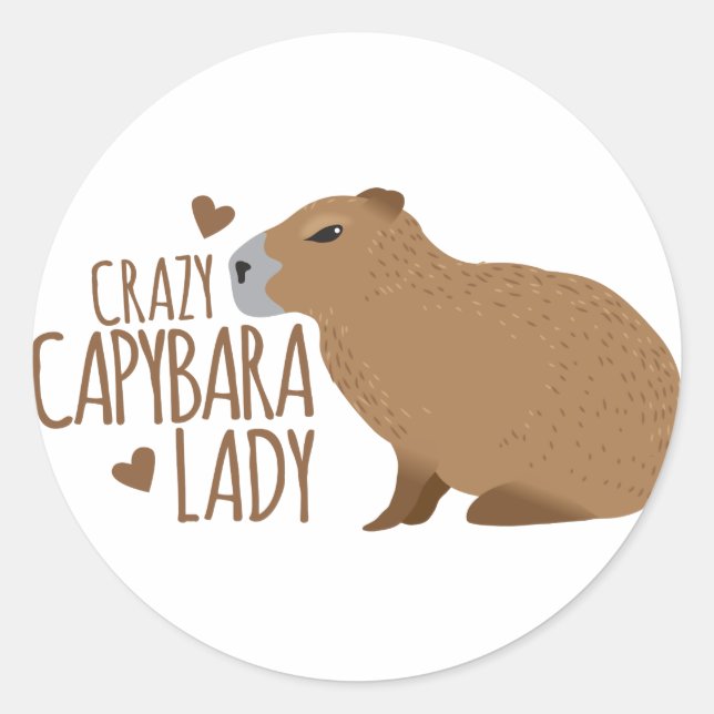 crazy capybara lady classic round sticker (Front)