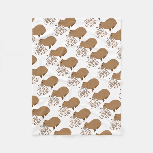 crazy capybara lady fleece blanket (Front)