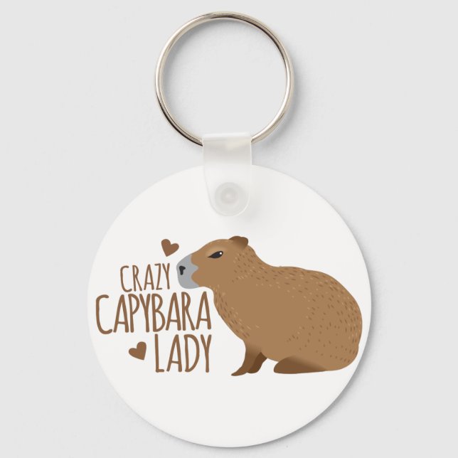 crazy capybara lady keychain (Front)