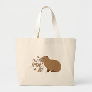 crazy capybara lady large tote bag