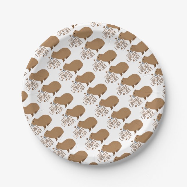 crazy capybara lady paper plates (Front)