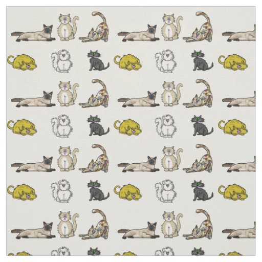 Crazy Cartoon Cats Fabric