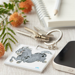 Crazy Cartoon Horse Acrylic Keychain