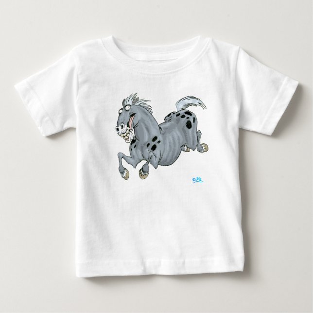 Crazy Cartoon Horse Baby T-Shirt (Front)