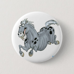 Crazy Cartoon Horse Button Badge