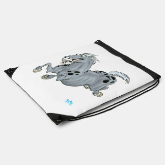Crazy Cartoon Horse Drawstring Back Pack Bag