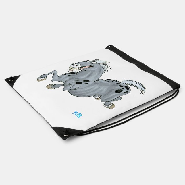Crazy Cartoon Horse Drawstring Back Pack Bag (Side)