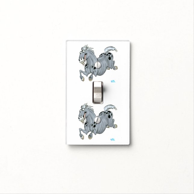 Crazy Cartoon Horse Light Switch Cover (In Situ)