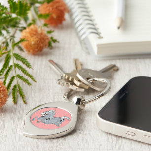 Crazy Cartoon Horse metal Keychain