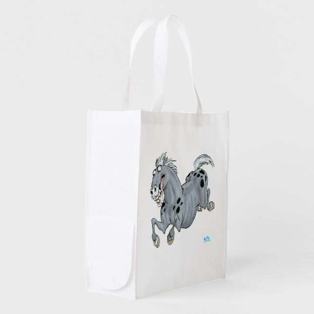 Crazy Cartoon Horse Reusable Bag (Front Side)