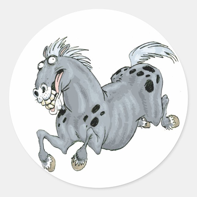 Crazy Cartoon Horse Sticker (Front)