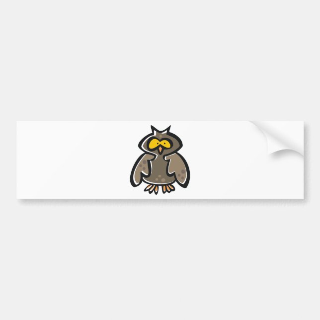Crazy Cartoon Owl Bumper Sticker (Front)