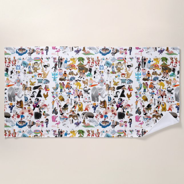 Crazy Cartoons Beach Towel (Front)