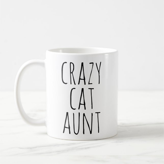 Crazy Cat Aunt Text Design Coffee Mug (Left)