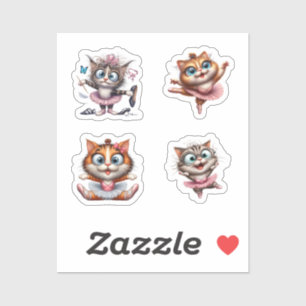 crazy cat ballerina sticker
