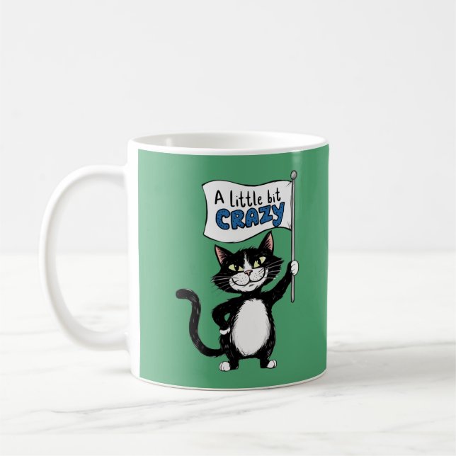 Crazy cat, Black and white cat lovers  Coffee Mug (Left)