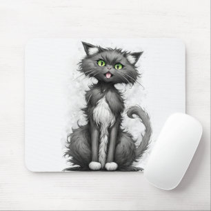 Crazy Cat Cartoon  Mouse Pad