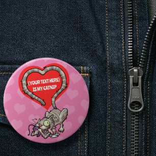 Crazy Cat Custom Text Funny Catnip Obsession Button