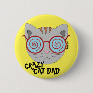 Crazy Cat Dad Button
