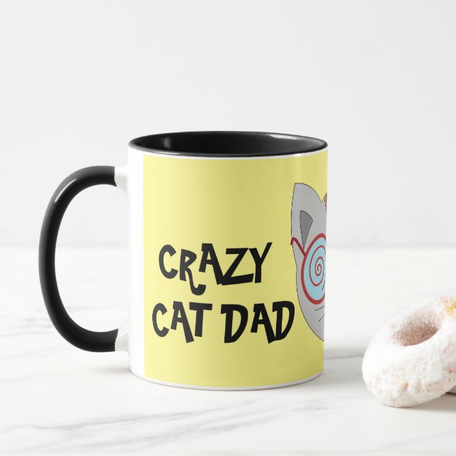 CRAZY CAT DAD Coffee Mug (With Donut)