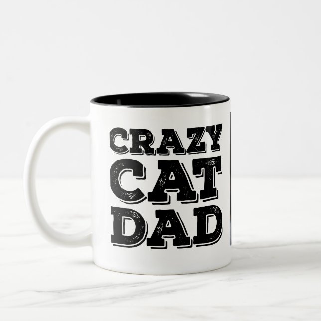 Crazy Cat Dad Personalized Photo Two-Tone Coffee Mug (Left)