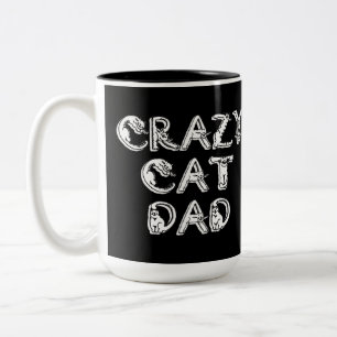 Crazy Cat Dad White Logo Two-Tone Coffee Mug