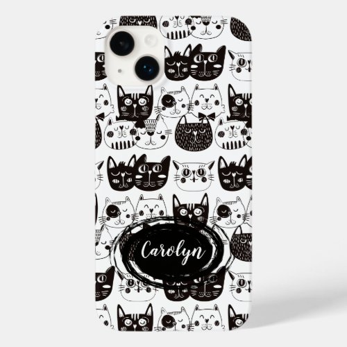 Crazy Cat Faces Pattern Case_Mate iPhone 14 Plus Case