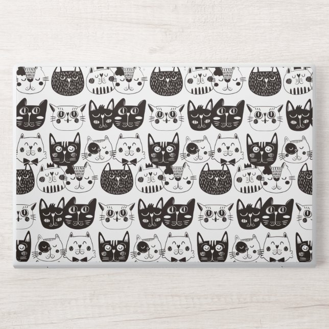 Crazy Cat Faces Pattern HP Laptop Skin (Front)