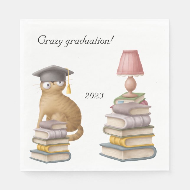 Crazy cat graduation 2023 napkins (Front)