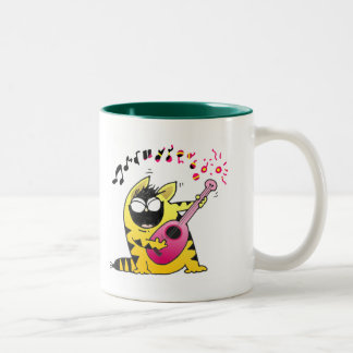 Crazy Cat Guitarist Two-Tone Coffee Mug