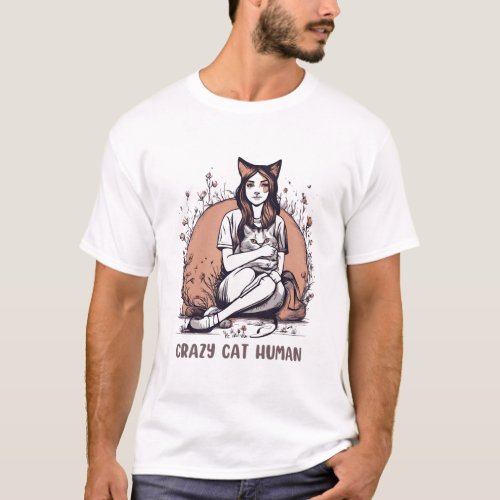 Crazy Cat Human T_Shirt