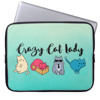 Crazy Cat Lady and 4 Cute Cats