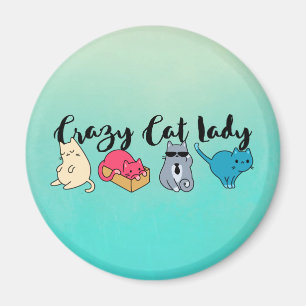 Crazy Cat Lady and 4 Cute Cats Magnet